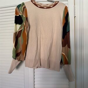 Colorful Patterned Sleeve Women's Blouse